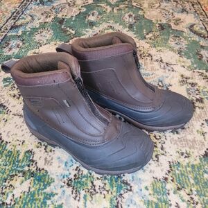 Thinsulate Ultra Mens Leather Upper Zip Up Snow Outdoor Boots, Size 8